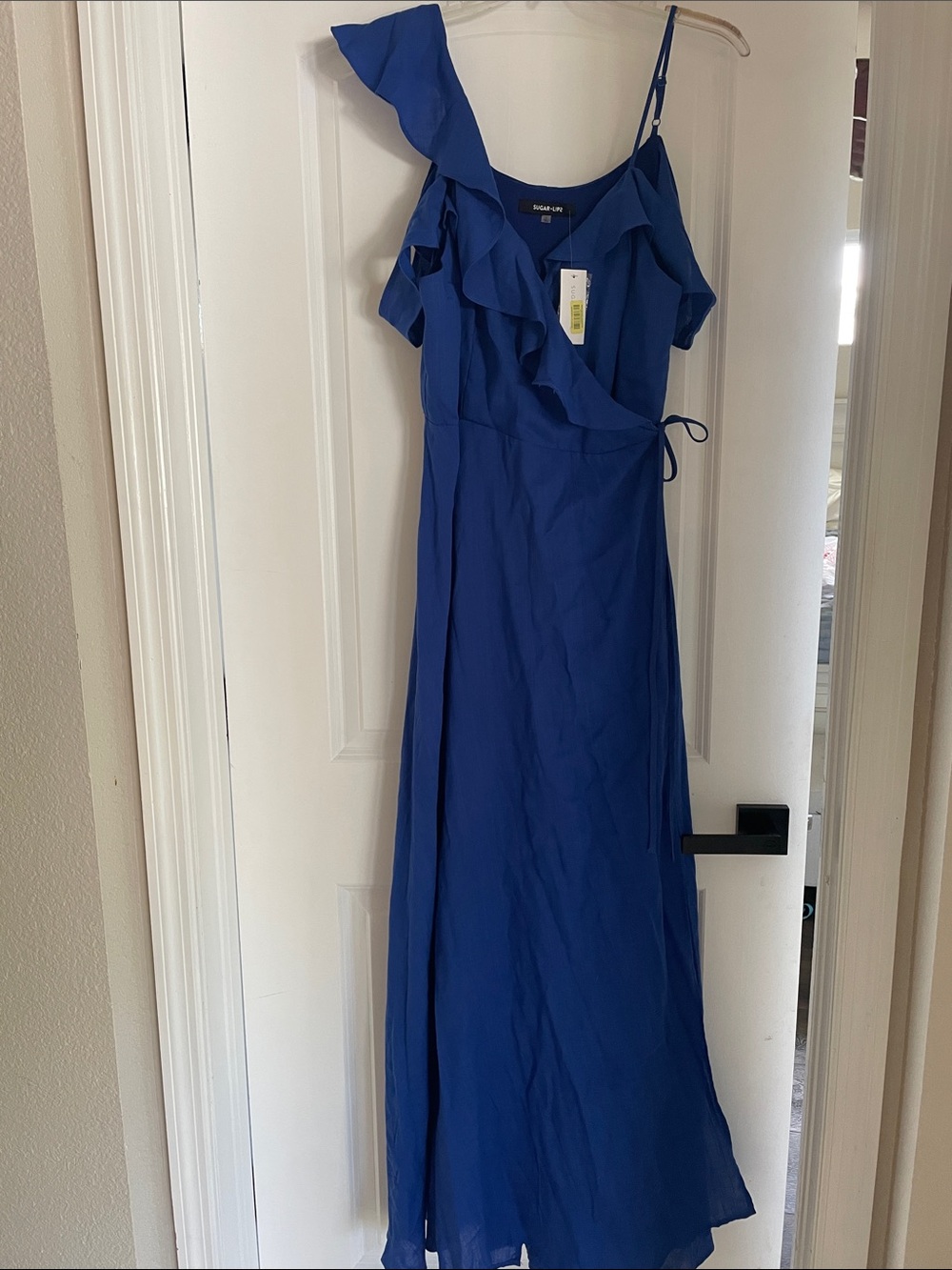 Sugar lips One-Shoulder Ruffle Wrap Maxi Dress